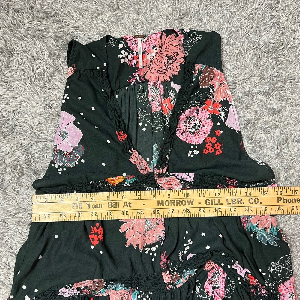 Free People Dress Small Floral Mini Ruffle Tiered Cottage Beach Resort Boho - Picture 6 of 7